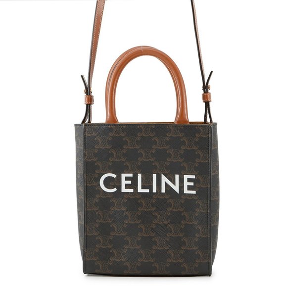 Celine Triomphe Mini Vertical Cabas Handbag 194372 CELINE 2-way Brown - Picture 1 of 16